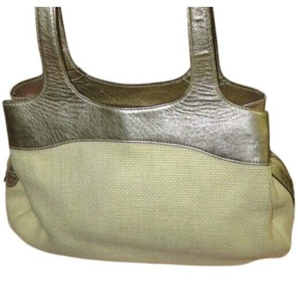 Coach Lexi Cream Silver Metallic Straw Leather Limited Edition Butterfly Bag Set - Picture 5 of 14